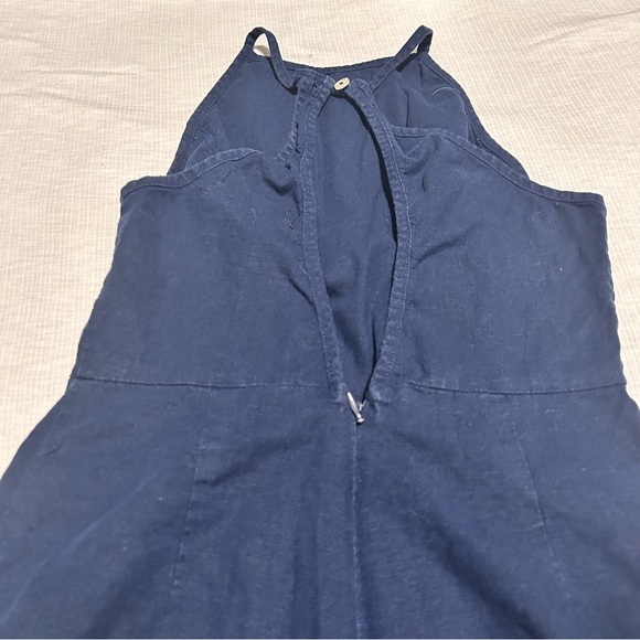 Urban Outfitters Womens Size 0 Blue Sleeveless Linen Blend Open Back‎  Jumpsuit - Picture 4 of 7
